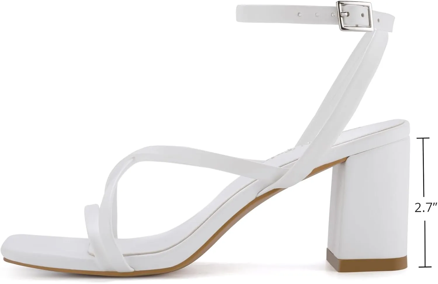 Shoe'N Tale Strappy Heels for Women Block Chunky Heels Open Square Toe Ankle Strap Buckle Sandals