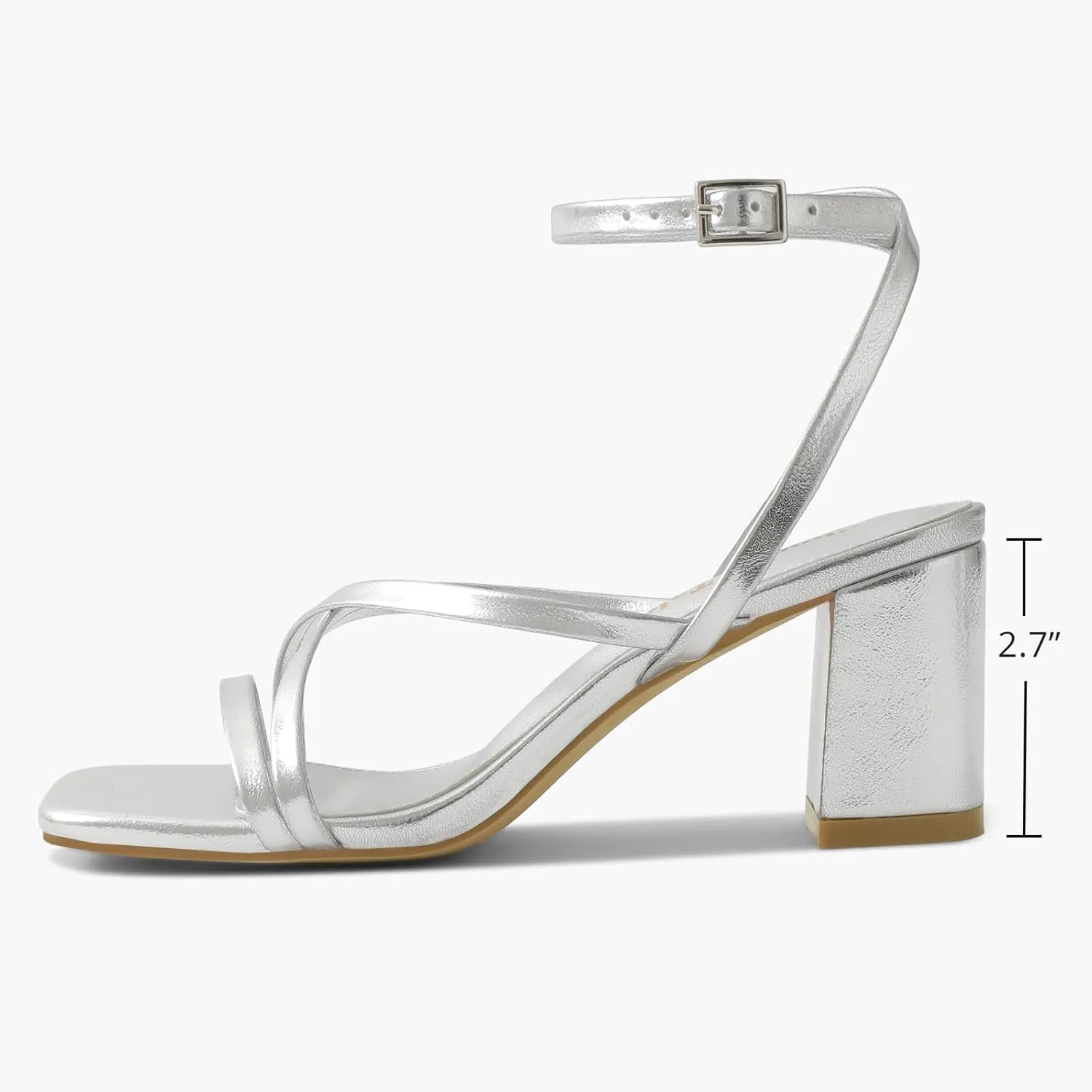 Shoe'N Tale Strappy Heels for Women Block Chunky Heels Open Square Toe Ankle Strap Buckle Sandals