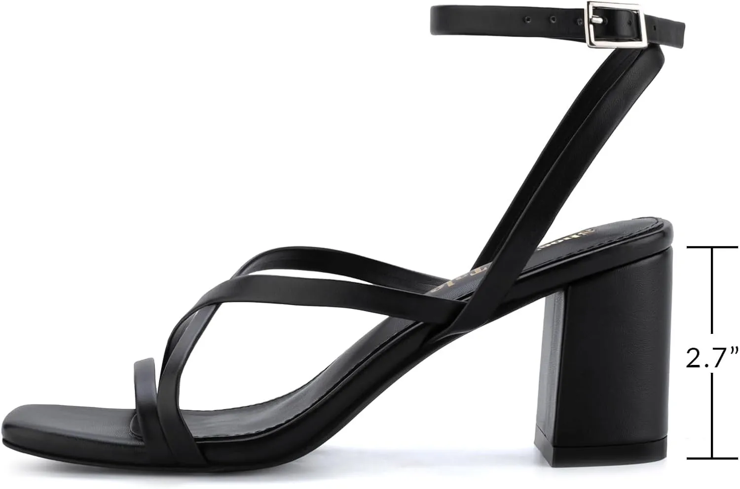 Shoe'N Tale Strappy Heels for Women Block Chunky Heels Open Square Toe Ankle Strap Buckle Sandals