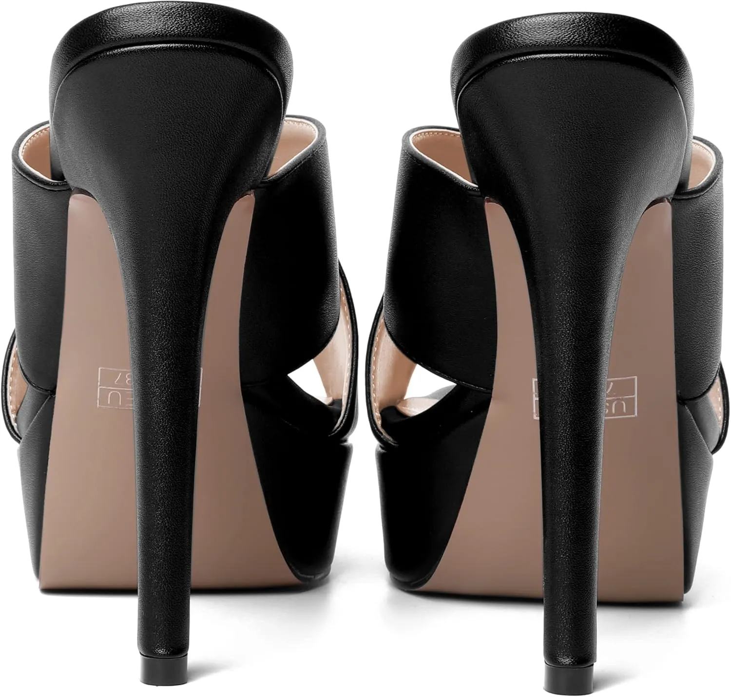 SHOWFOREST Womens Round Toe Fashion Dating Slip On Solid Open Toe Matte Stiletto High Heel Heeled Sandals 5 Inch