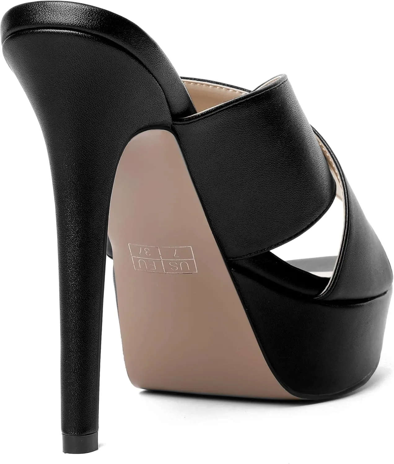 SHOWFOREST Womens Round Toe Fashion Dating Slip On Solid Open Toe Matte Stiletto High Heel Heeled Sandals 5 Inch