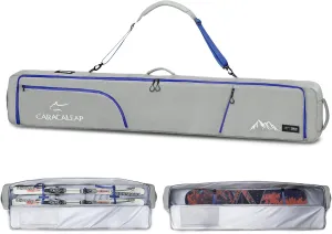Ski Snowboard Bag Fully Padded for Air Travel 2 pair, Double Snowboard Bag Water-Resistant Padded with 10mm Foam, Snow Ski Travel Bag Large Capacity for Ski Gear,Pole Fit 2 Set Skis Up to 195cm
