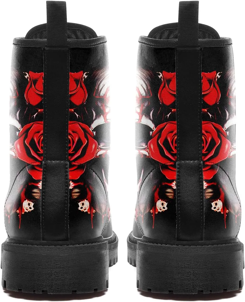 Skull Boots For Men Fashion Lace-Up Combat Boots For Women Punk Rock leather Ankle Booties Witchy Goth Shoes