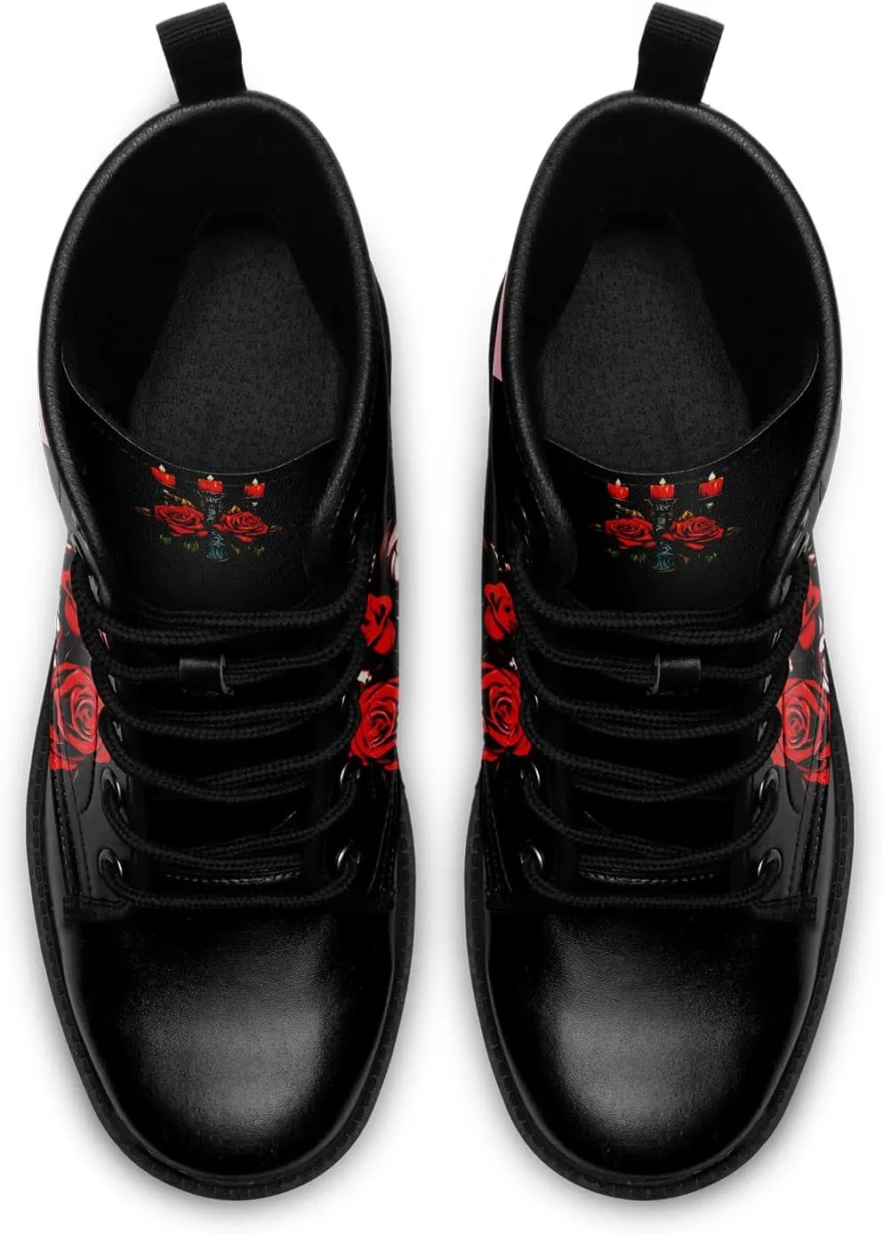 Skull Boots For Men Fashion Lace-Up Combat Boots For Women Punk Rock leather Ankle Booties Witchy Goth Shoes