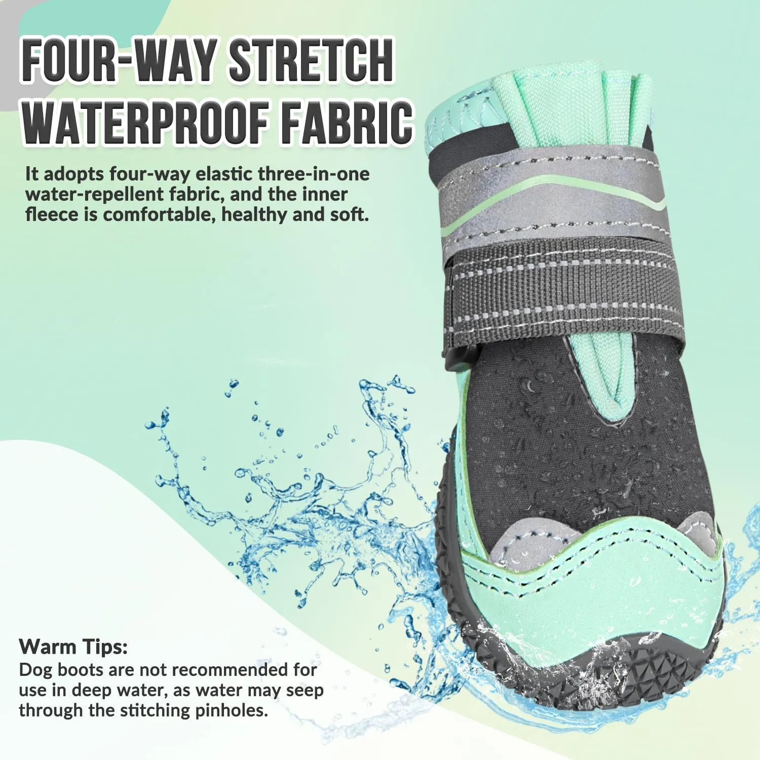 SlowTon Dog Shoes for Large Small Medium Dogs - Waterproof Dog Boots for Summer Hot Pavement, Paw Protector for Outdoor Walking Winter Snow, Anti-Slip Rubber Dog Booties for Hardwood Floor (Green, 0)