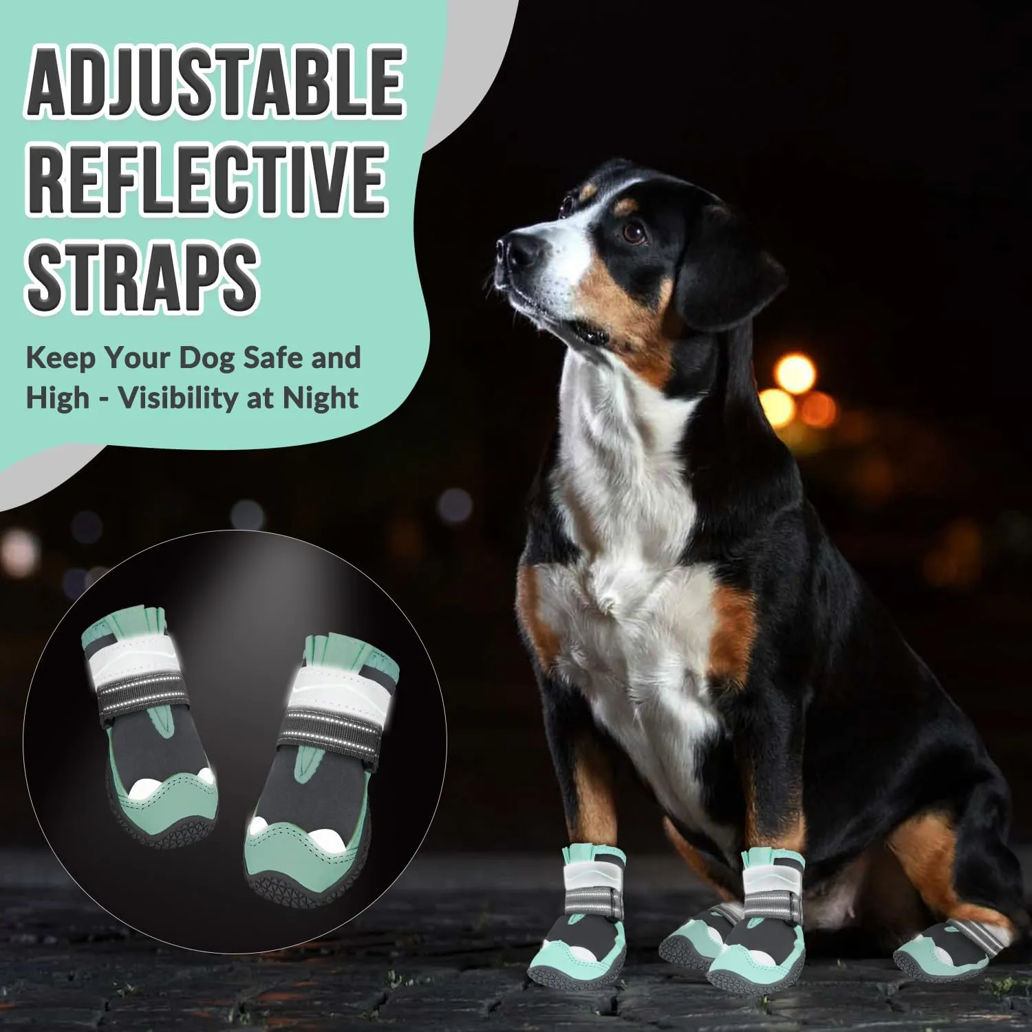 SlowTon Dog Shoes for Large Small Medium Dogs - Waterproof Dog Boots for Summer Hot Pavement, Paw Protector for Outdoor Walking Winter Snow, Anti-Slip Rubber Dog Booties for Hardwood Floor (Green, 0)