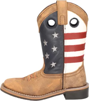 Smoky Mountain Boots Kids' Stars and Stripes Western Boot, Little Kid, Vintage Brown, Medium, Size 8.5 US