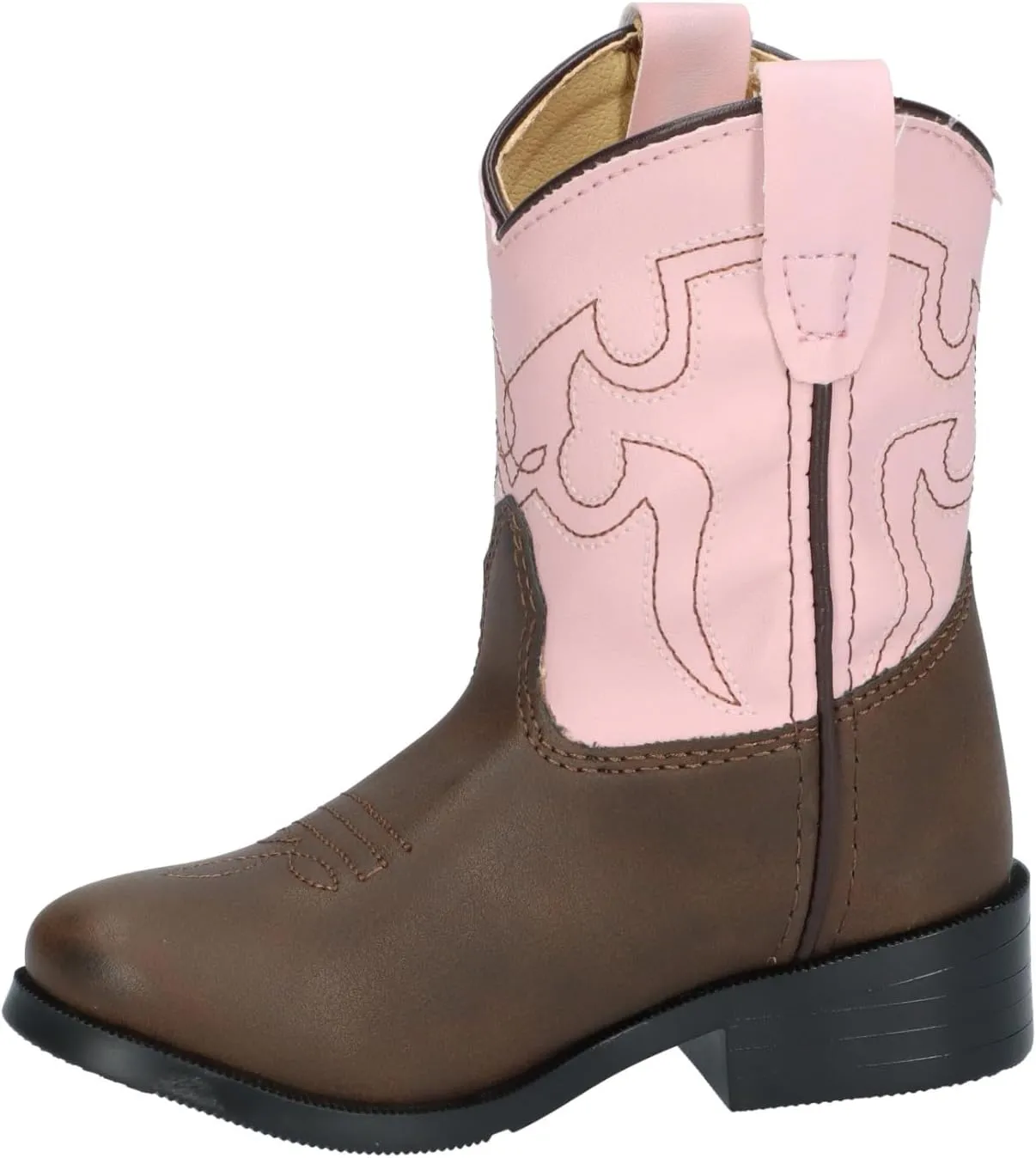 Smoky Mountain Girls Brown with Pink Stitch Monterey Western Cowboy Boots