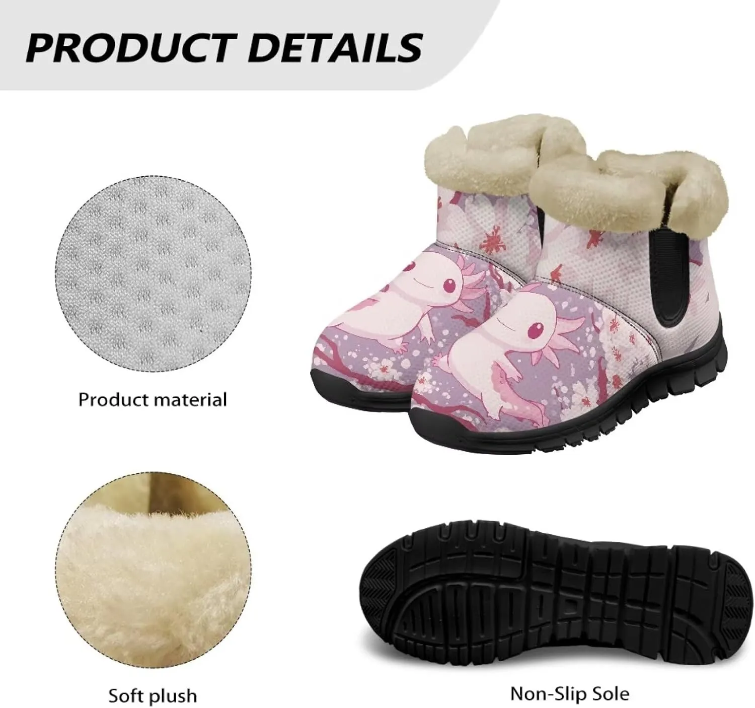 Snow Boots for Women Cute Animal Print Warm Ankle Booties Anti-Slip Waterproof Outdoor Winter Snowboots 6-12