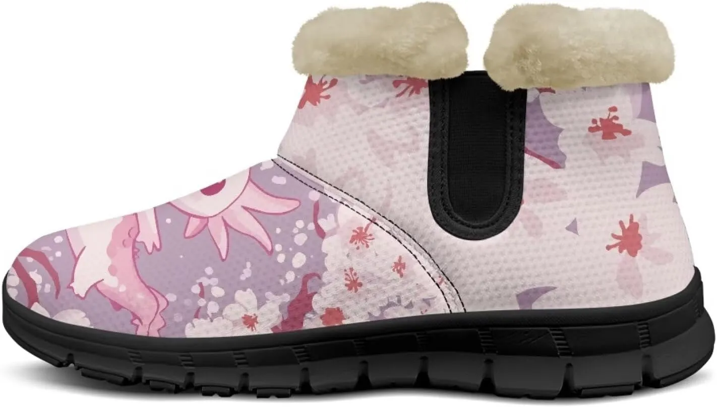 Snow Boots for Women Cute Animal Print Warm Ankle Booties Anti-Slip Waterproof Outdoor Winter Snowboots 6-12