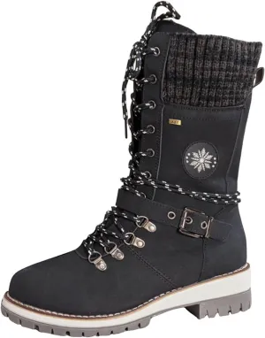 Snow Boots for Women Lace Up Anti-Slip Waterproof Outdoor Mid Calf Shoes Lined Comfortable Winter Hiking Shoes for Women