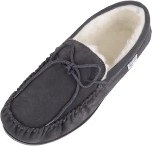 SNUGRUGS Men's Monty Suede Wool Rubber Sole Moccasins