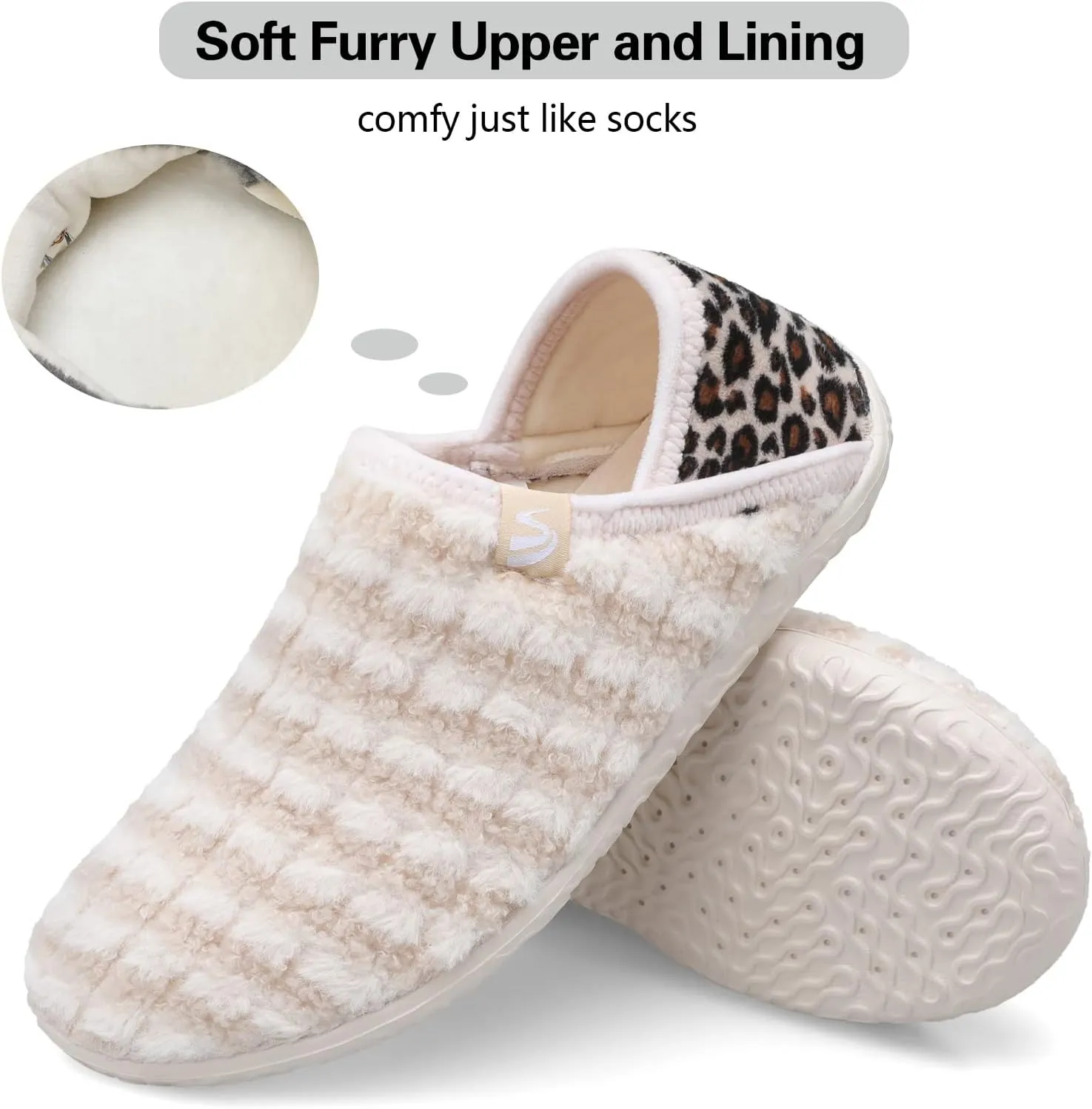 Spesoul Fuzzy House Slippers for Women Men Indoor Closed Back Lightweight Cozy Faux Furry Lining Barefoot House Shoes Slipper Socks for Bedroom Home Office Yoga Outdoor Walking Shoes