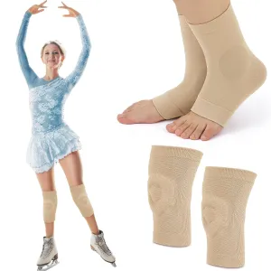 Sporting Protection Set Knee Pads and Ankle Gel Pad Socks for Ice Skating Roller Skating Dance Gymnastic Volleyball Mountain Climbing Running Hiking Accessories(S)