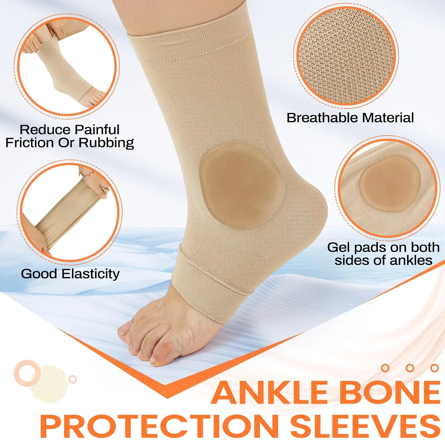 Sporting Protection Set Knee Pads and Ankle Gel Pad Socks for Ice Skating Roller Skating Dance Gymnastic Volleyball Mountain Climbing Running Hiking Accessories(S)