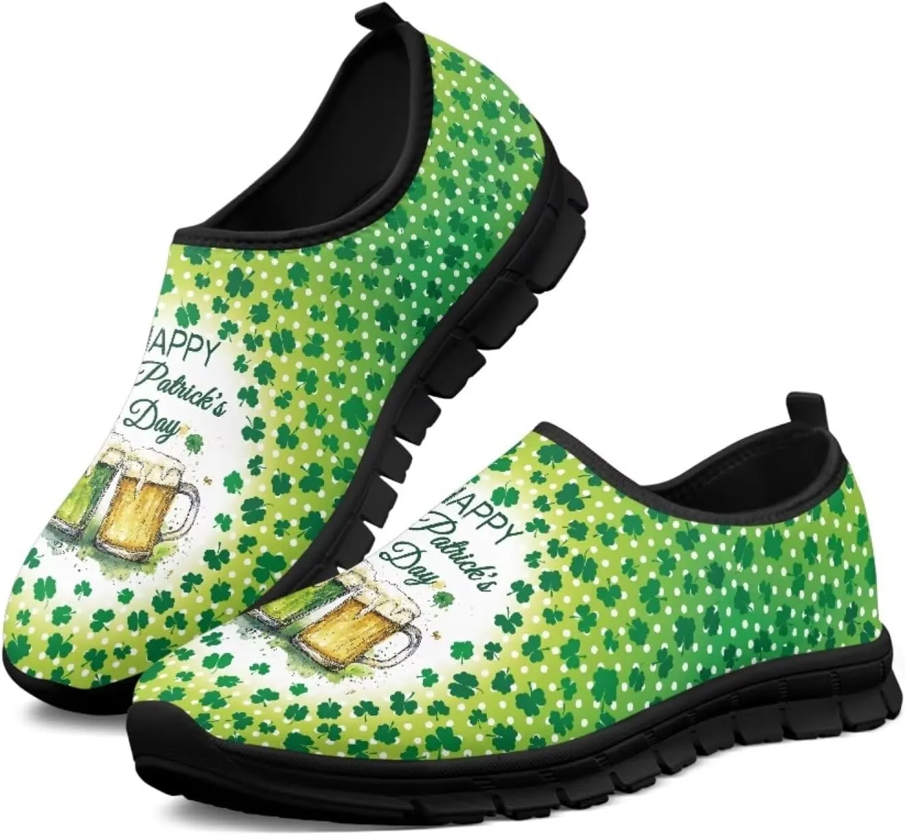 St. Patrick's Day Loafers for Women Tennis Sneakers for Women Slip-on Fashion Trekking Shoes Casual Loafers Flat for Hikking