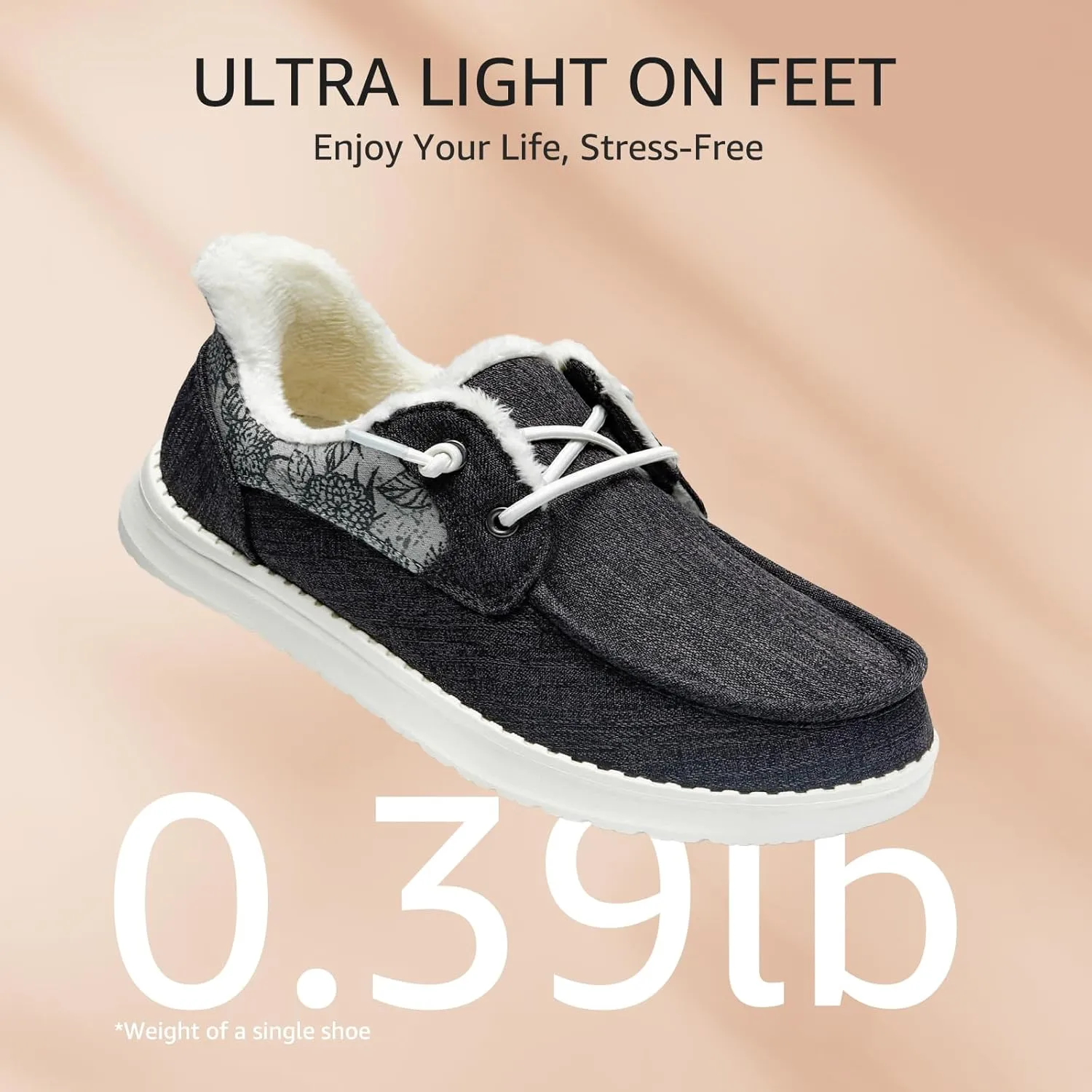STQ Fur Lined Slip on Loafers for Women Plantar Fasciitis Relief Sneakers Comfort Orthopedic Maternity Shoes for Travel