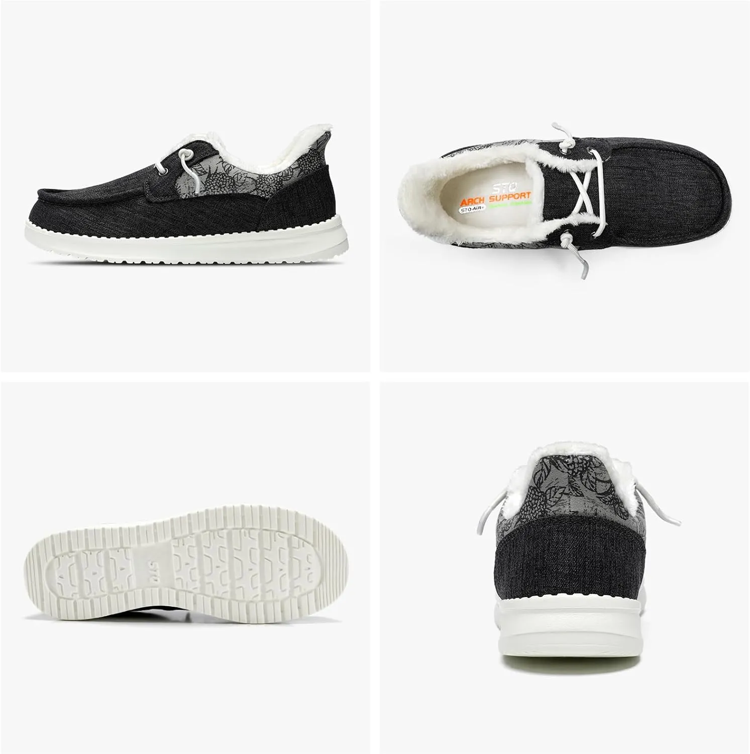 STQ Fur Lined Slip on Loafers for Women Plantar Fasciitis Relief Sneakers Comfort Orthopedic Maternity Shoes for Travel