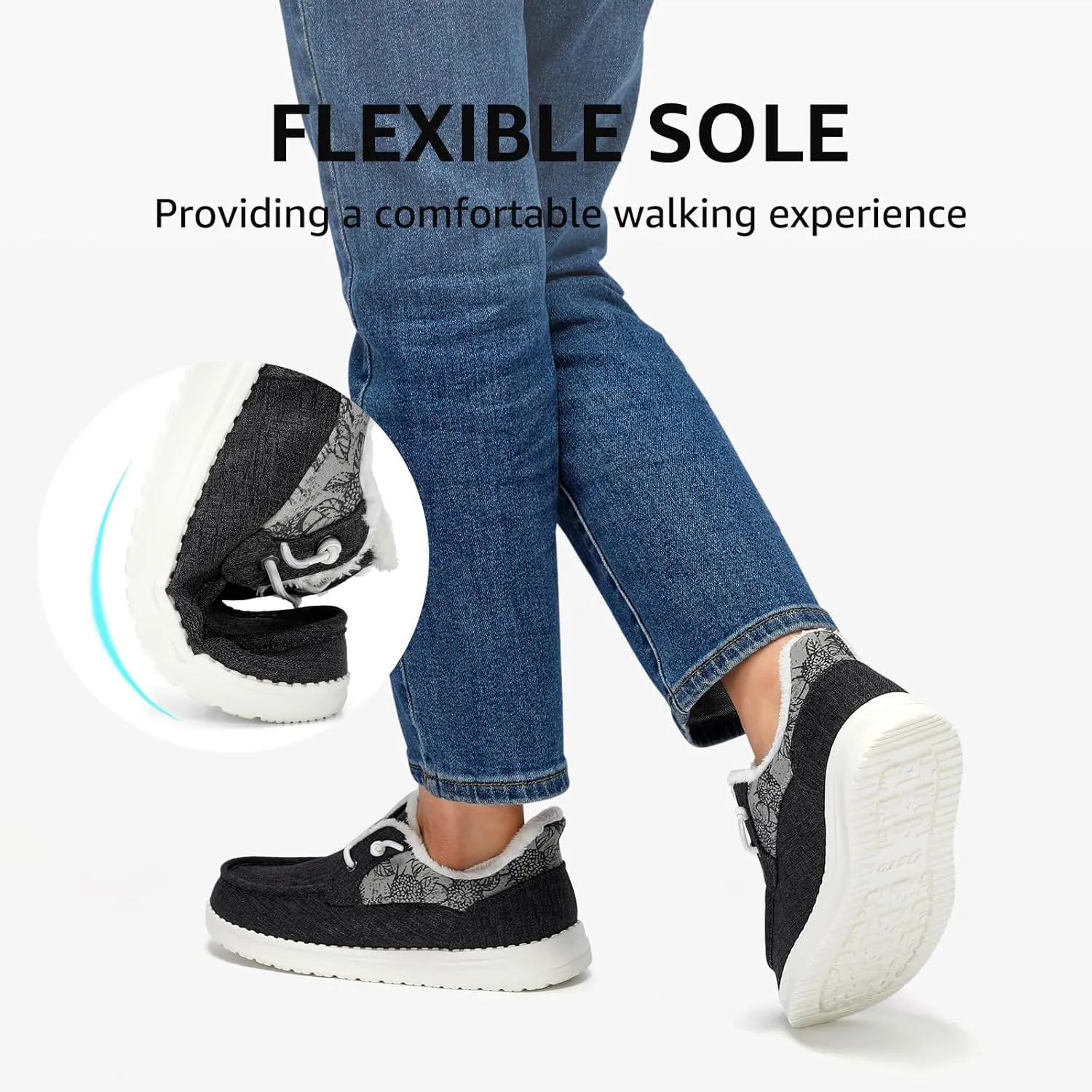 STQ Fur Lined Slip on Loafers for Women Plantar Fasciitis Relief Sneakers Comfort Orthopedic Maternity Shoes for Travel