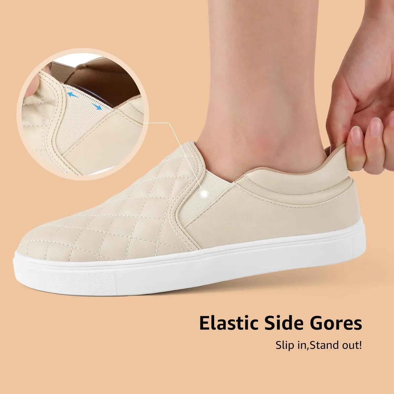 STQ Slip On Shoes for Women Fashion Sneakers Elees Quilted 2.0 Comfort Casual Fall Loafers