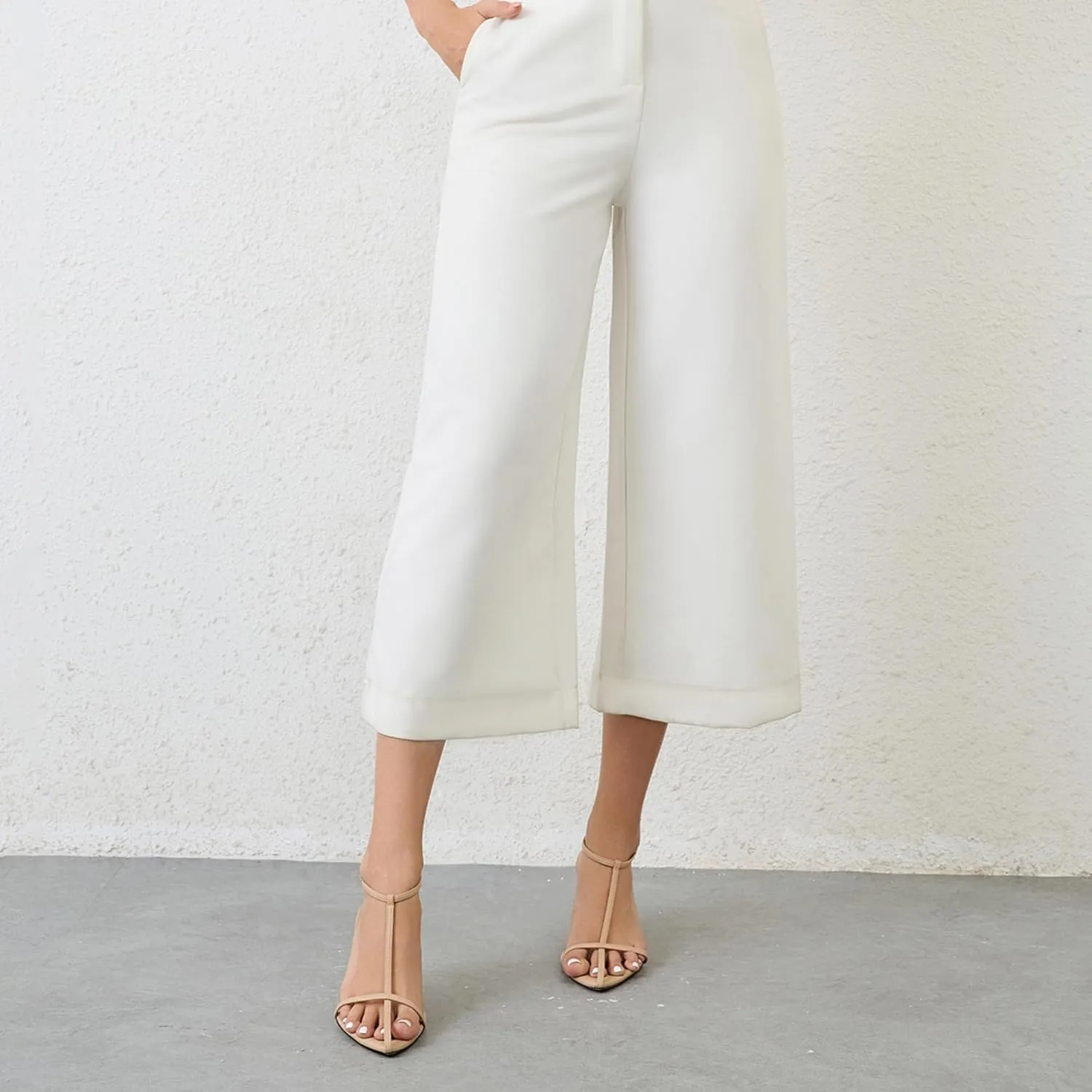 Strappy Heeled Sandals for Women with Open Pointed Toe, Interwoven T-Strap, Adjustable Ankle Strap, and Comfortable Low Kitten Heel