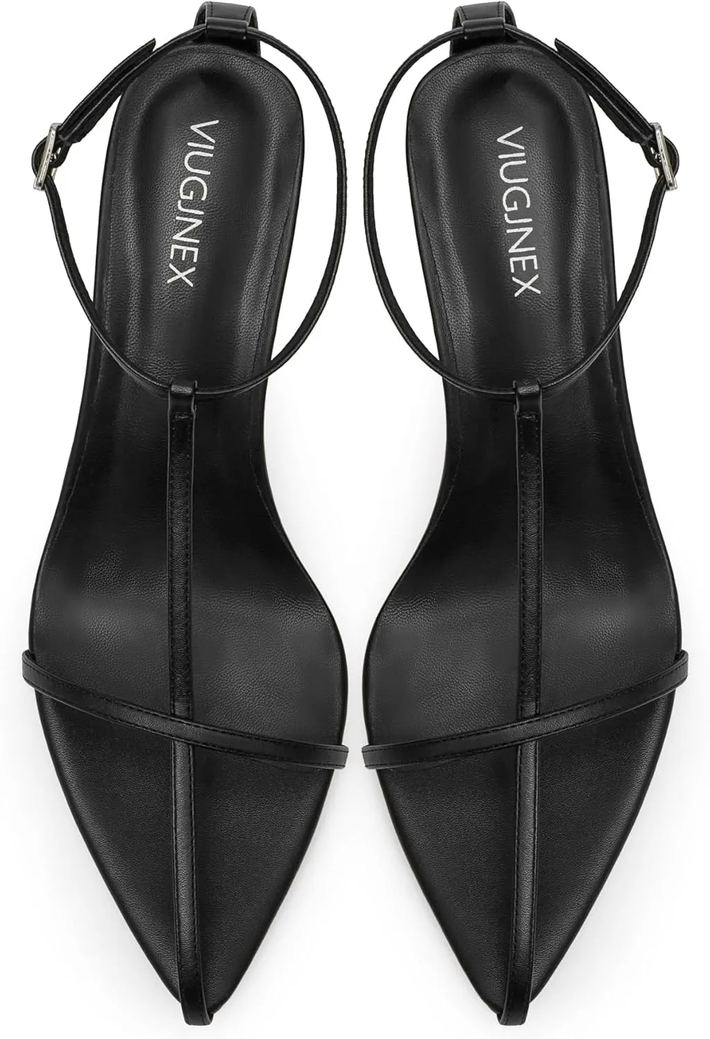 Strappy Heeled Sandals for Women with Open Pointed Toe, Interwoven T-Strap, Adjustable Ankle Strap, and Comfortable Low Kitten Heel