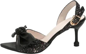 Strappy Heels For Women Women Sandals Pointed Toe Fashionable New Bow And Sequin Decoration Open Toe Breathable Buckle