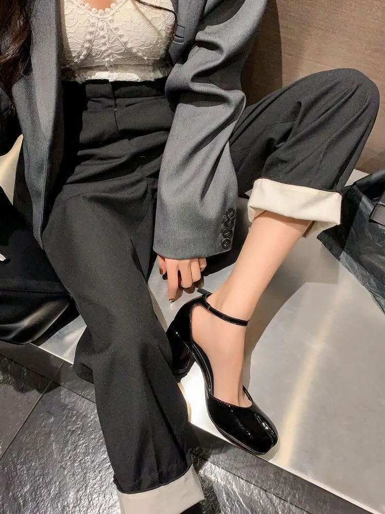 Tabi Shoes Leather Split Toe Mary Janes Sandals Alternative Non Slip Breathable Cute Y2K Kawaii Fashion Trendy Elegant Dressy Pumps Office Business Summer Fall Outdoors Rave Beach