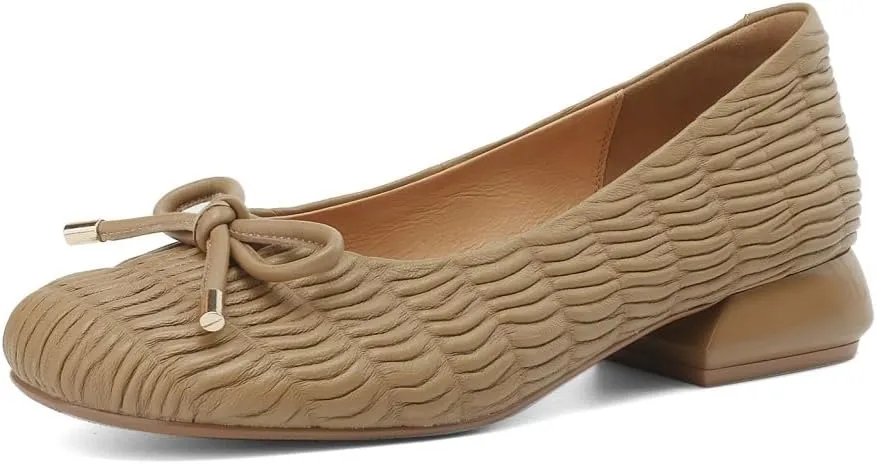 TinaCus Soft Genuine Leather Women's Round Toe Handmade Bowknot Low Heels Casual Loafers Shoes