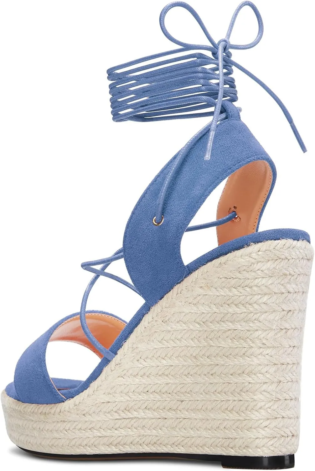 TNYNFBEB Womens High Wedge Heel Peep Open Toe Sandals Cross-Strap Lace-up Prom Basic Classic 3.9 Inches Heels