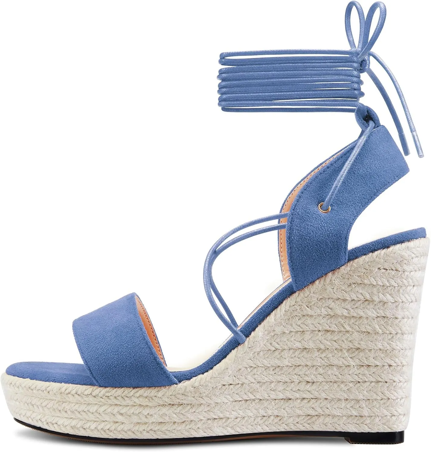 TNYNFBEB Womens High Wedge Heel Peep Open Toe Sandals Cross-Strap Lace-up Prom Basic Classic 3.9 Inches Heels