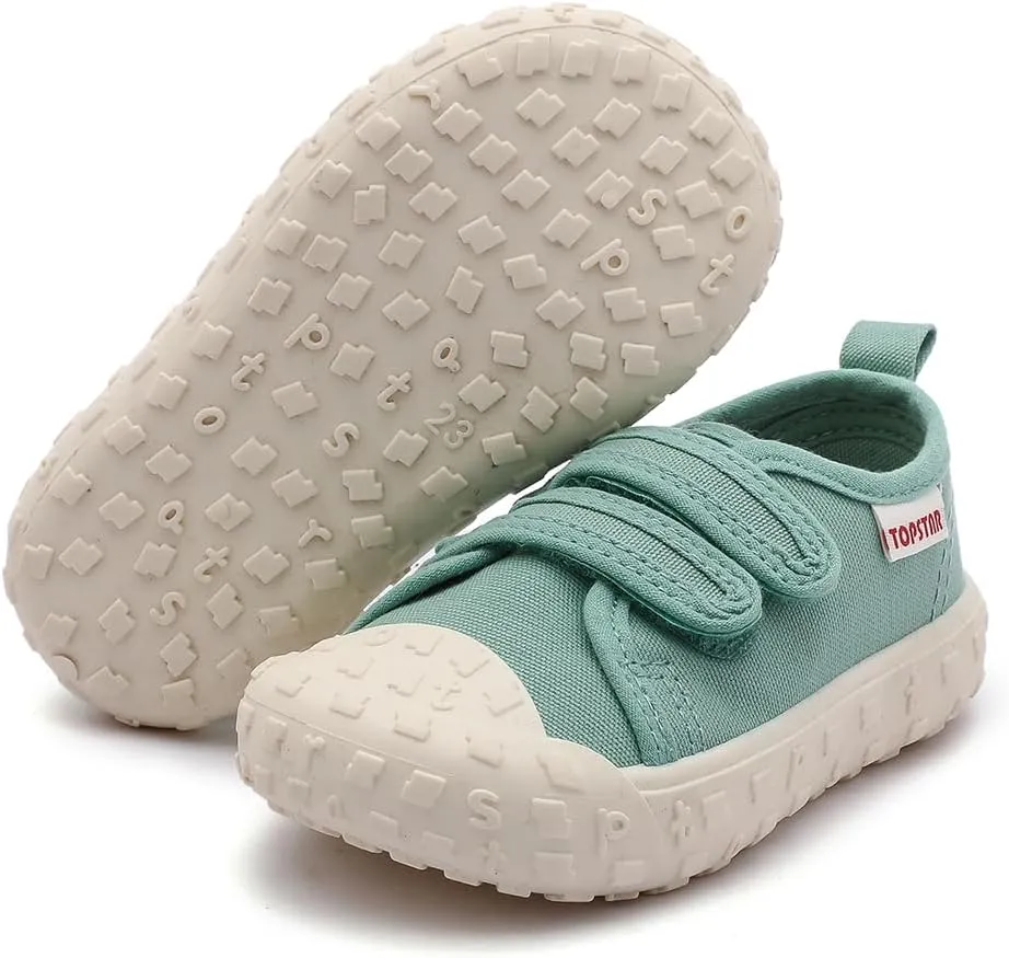 Toddler Canvas Shoes Baby Girls Boys Non-Slip Breathable Sneakers Lightweight Outside Walking Shoes 12 18 21 24 Months