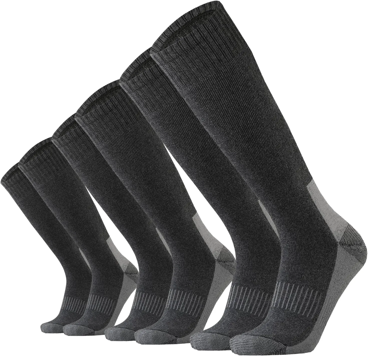 ToeSoleHeel Men Cotton Cushion Mid-Calf Socks OTC Knee High Steel Toe Western Work Boots Thermal Warm All Seasons