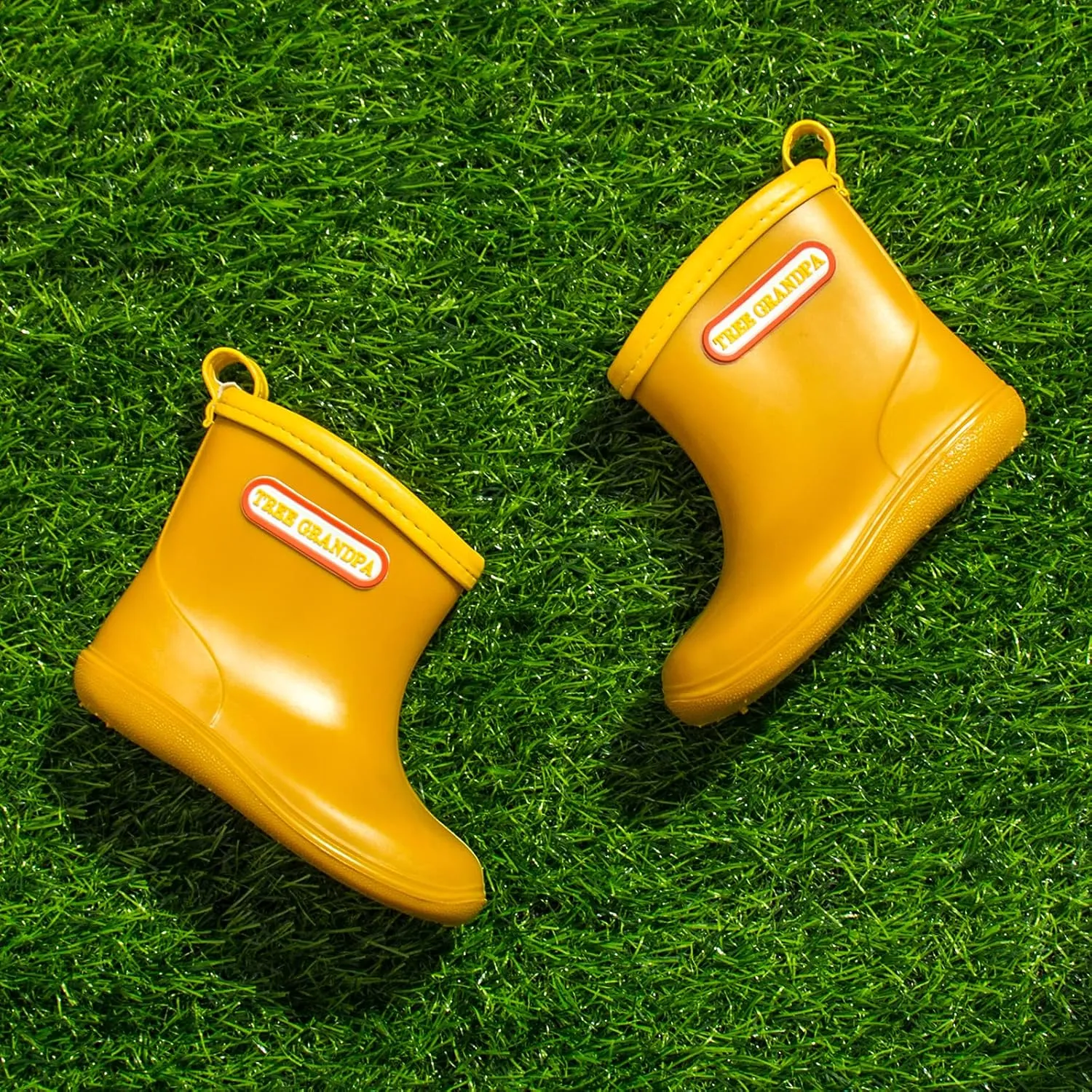 Tree Grandpa Toddler Rain Boots Baby Kids Easy-on Rain shoes Children Waterproof Shoes for Boys Girls(1-6 Years)