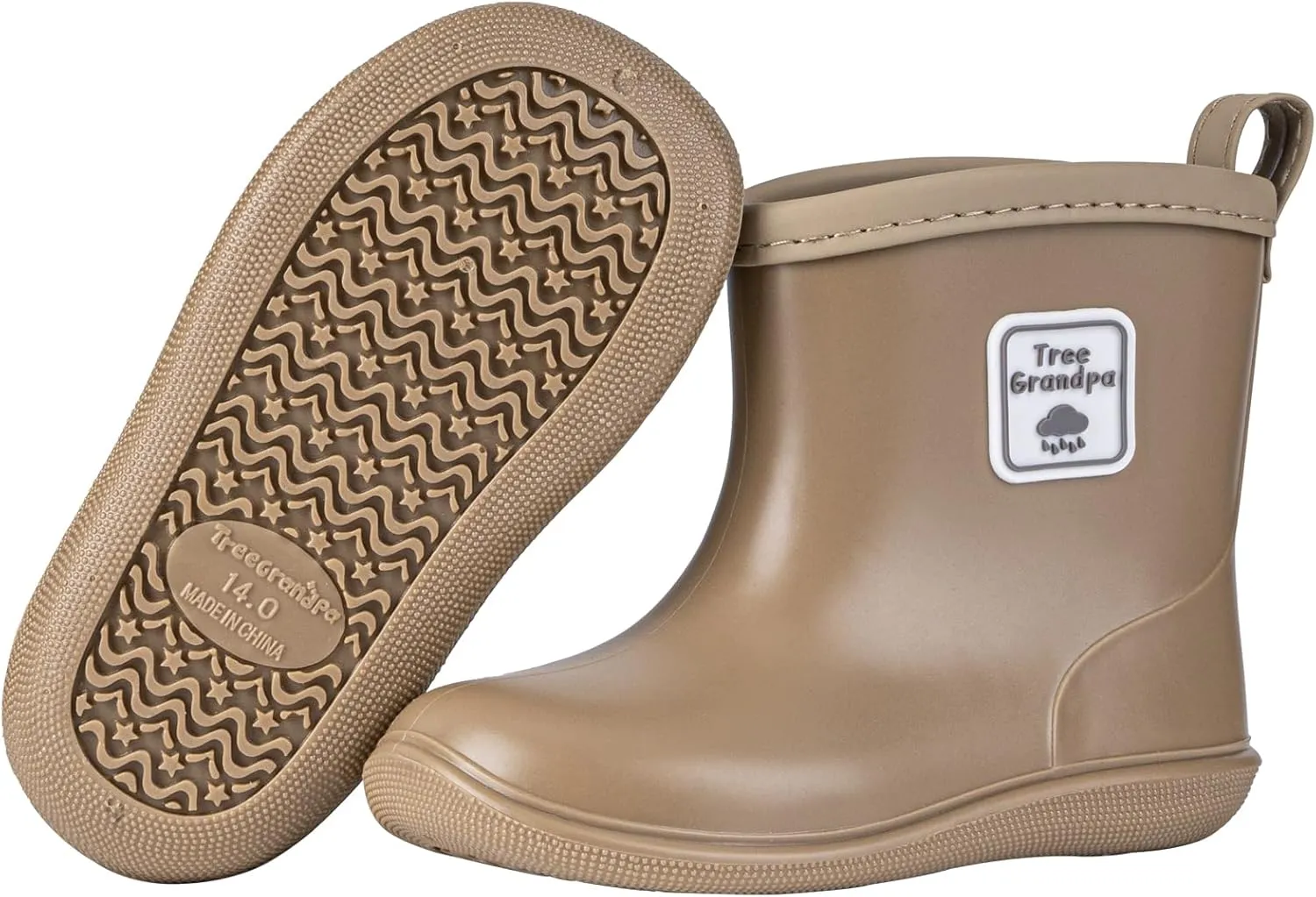 Tree Grandpa Toddler Rain Boots Baby Kids Easy-on Rain shoes Children Waterproof Shoes for Boys Girls(1-6 Years)
