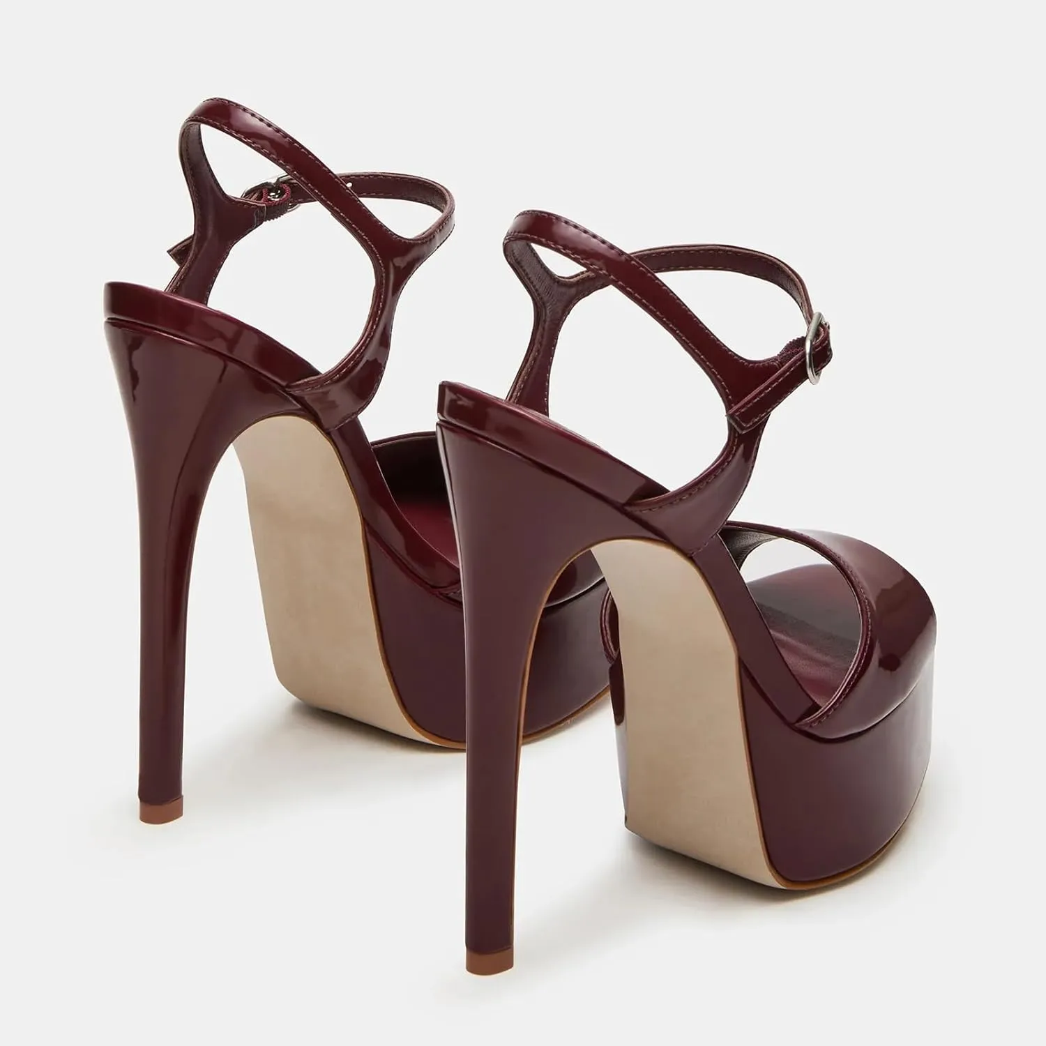 UBWDU Stiletto High Platform Heels for Women Square Open Toe Ankle Strap Heeled Sandals Prom Dress Shoes