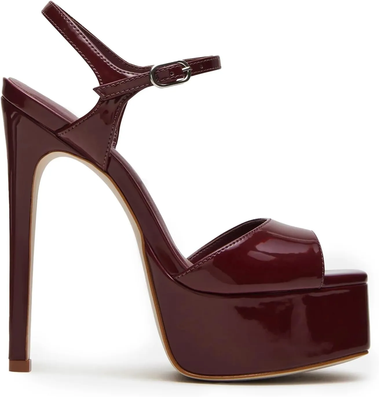 UBWDU Stiletto High Platform Heels for Women Square Open Toe Ankle Strap Heeled Sandals Prom Dress Shoes
