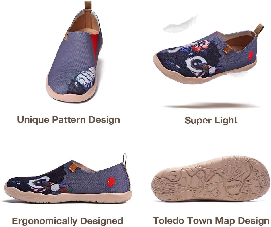 UIN Men's Walking Travel Shoes Slip On Canvas Casual Loafers Lightweight Comfort Fashion Sneaker Happy Doggies