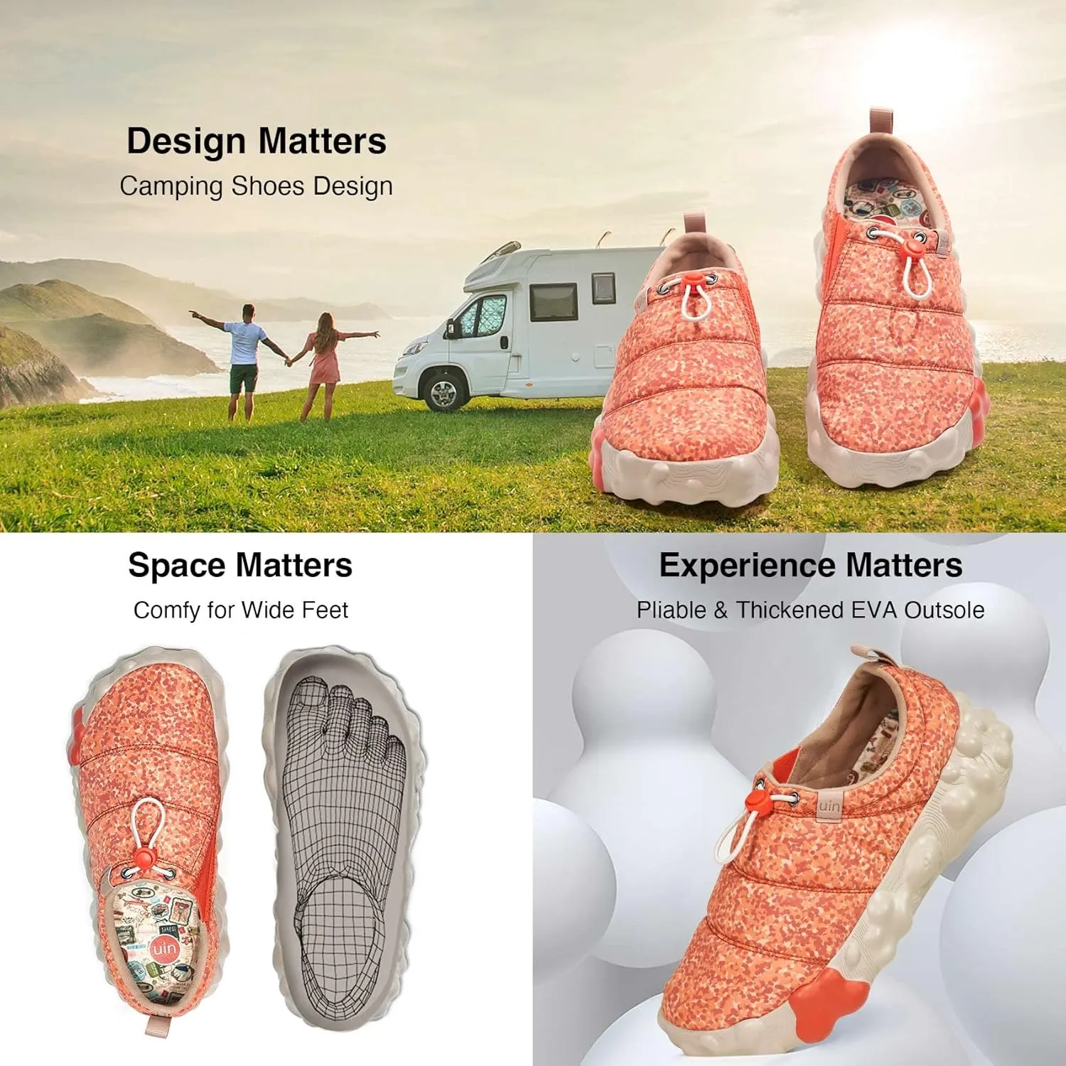 UIN Women's Camping Walking Travel Shoes Casual Slip On Loafers Lightweight Art Painted Fashion Sneaker Toledo Series