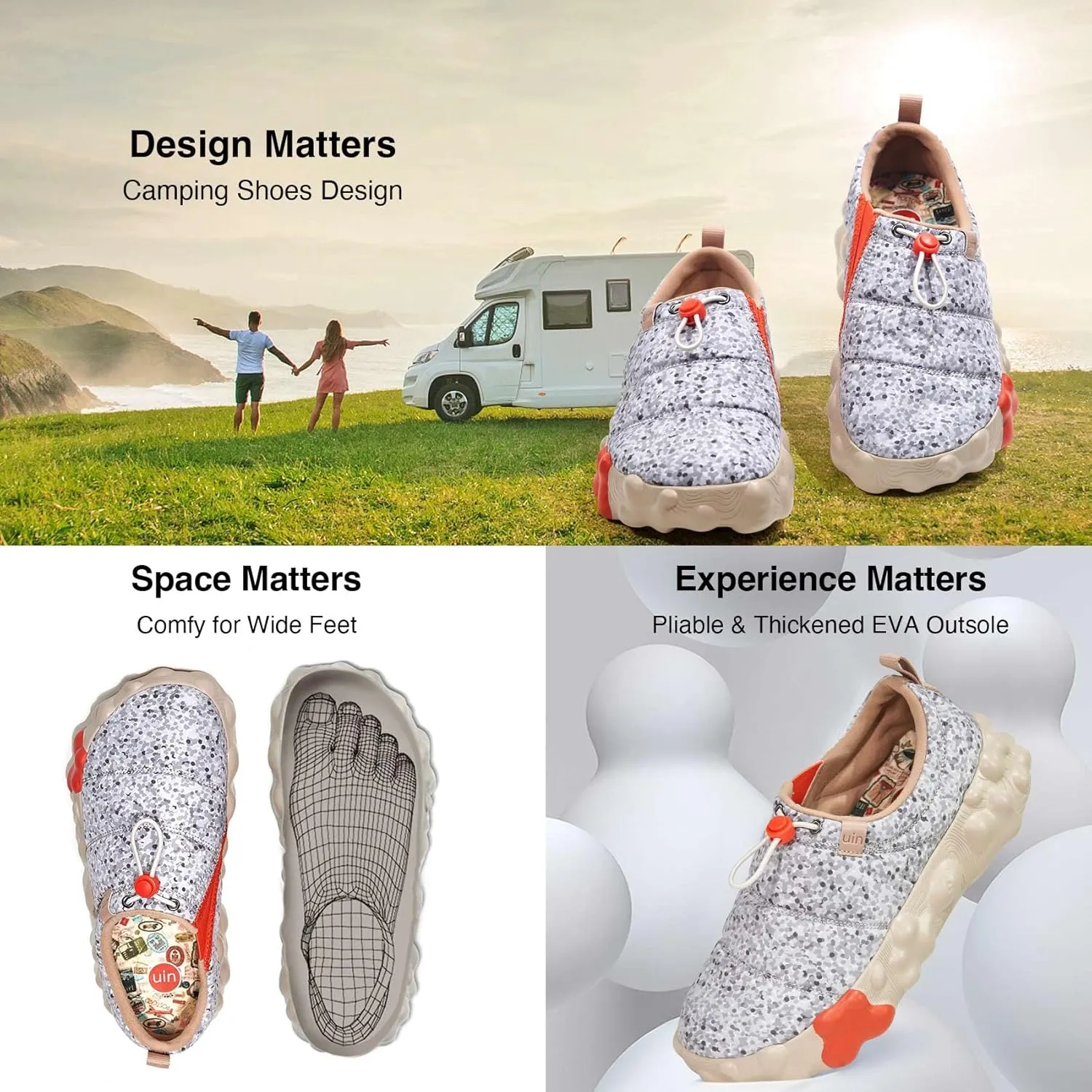 UIN Women's Camping Walking Travel Shoes Casual Slip On Loafers Lightweight Art Painted Fashion Sneaker Toledo Series