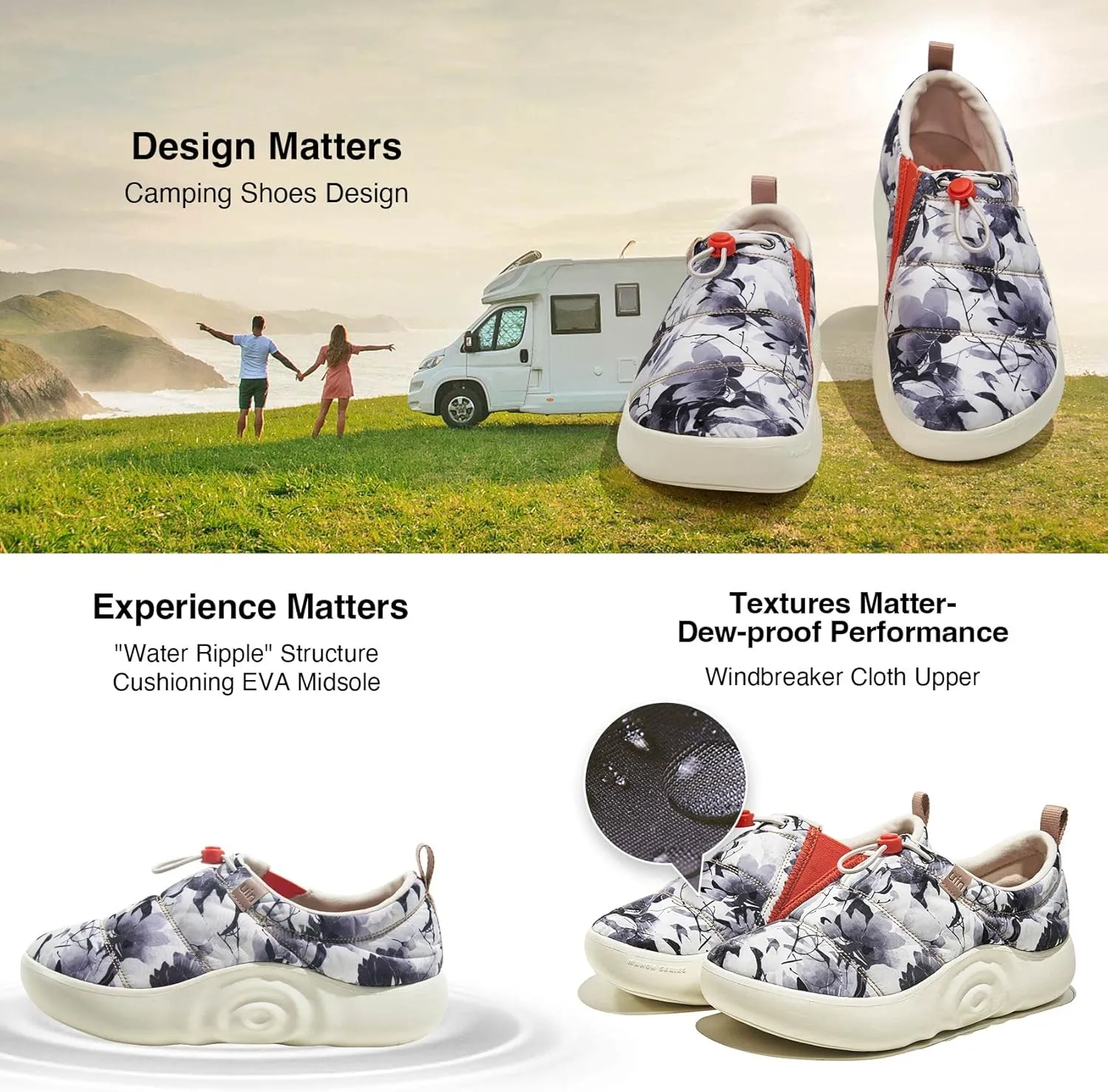UIN Women's Camping Walking Travel Shoes Casual Slip On Loafers Lightweight Art Painted Fashion Sneaker Toledo Series