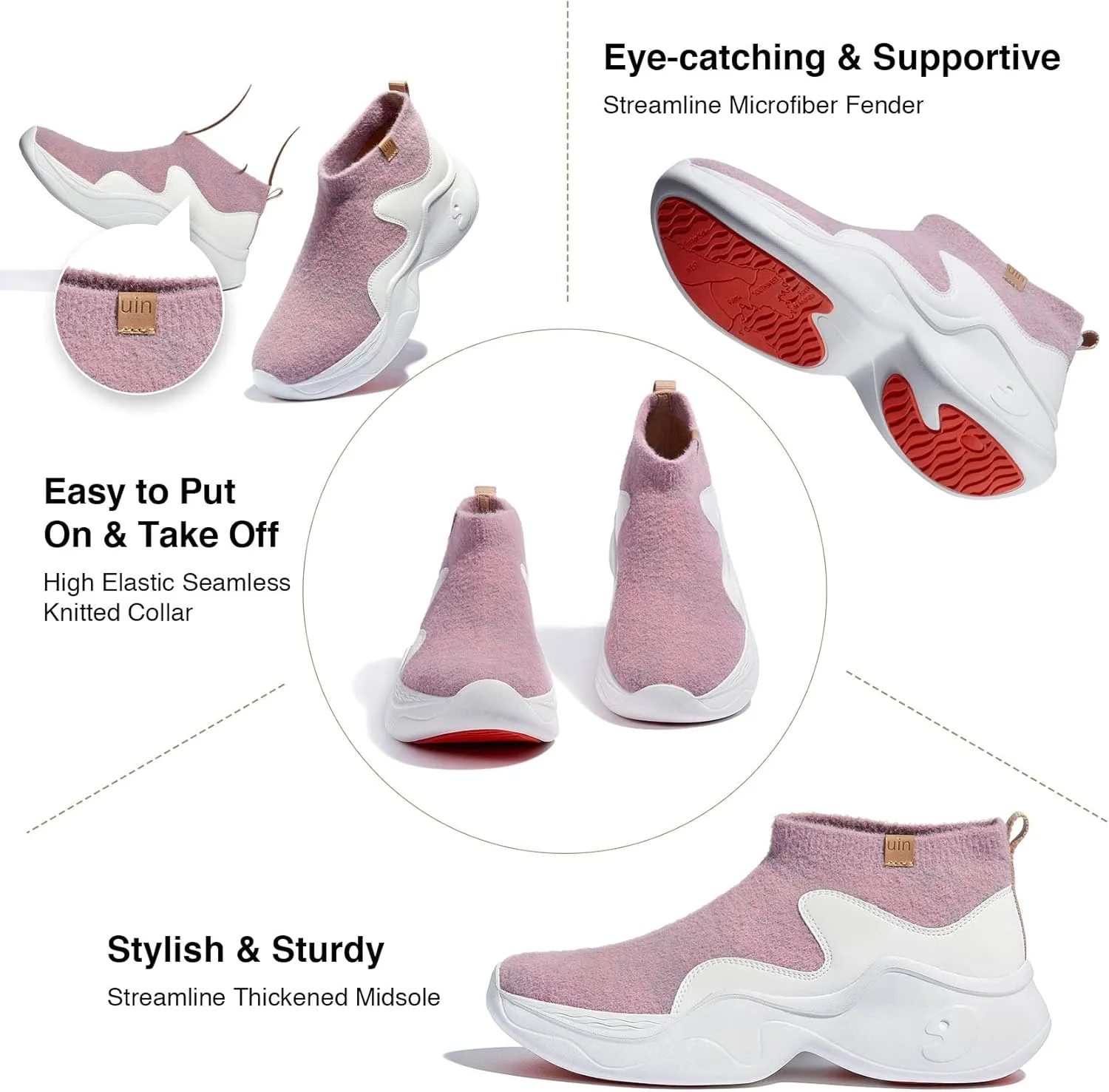 UIN Women's High Top Knitted Chunky Sneakers Casual Lightweight Comfort Dad Shoes Palma Ⅱ