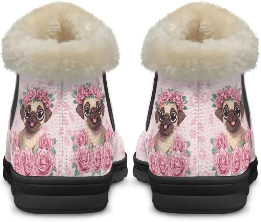 UNICEU Winter Boots for Women Warm Faux Fur Lined Snow Boots Casual Walking Shoes Flat Slip-on Booties Outdoor Shoes