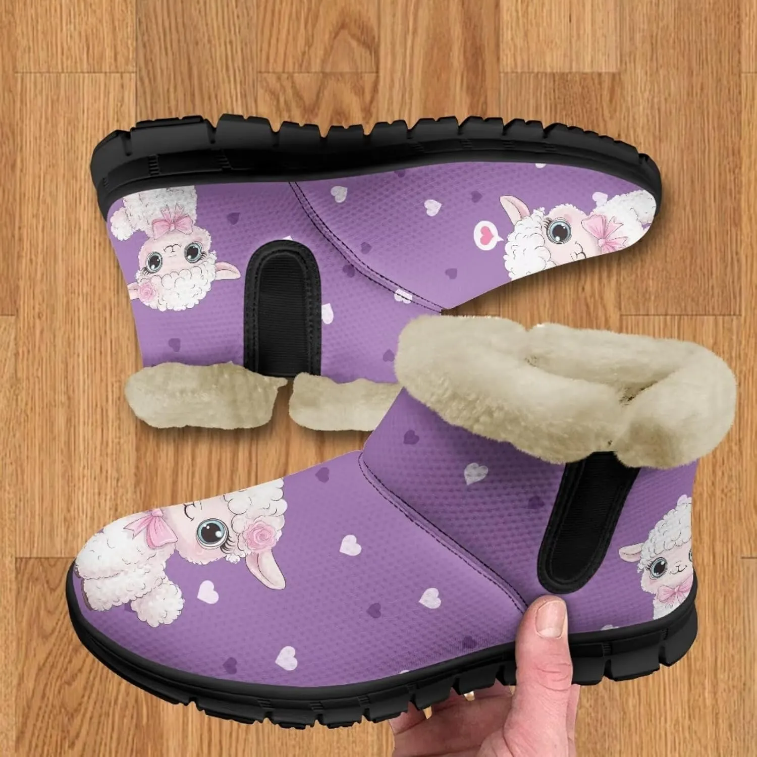 UNICEU Winter Boots for Women Warm Faux Fur Lined Snow Boots Casual Walking Shoes Flat Slip-on Booties Outdoor Shoes