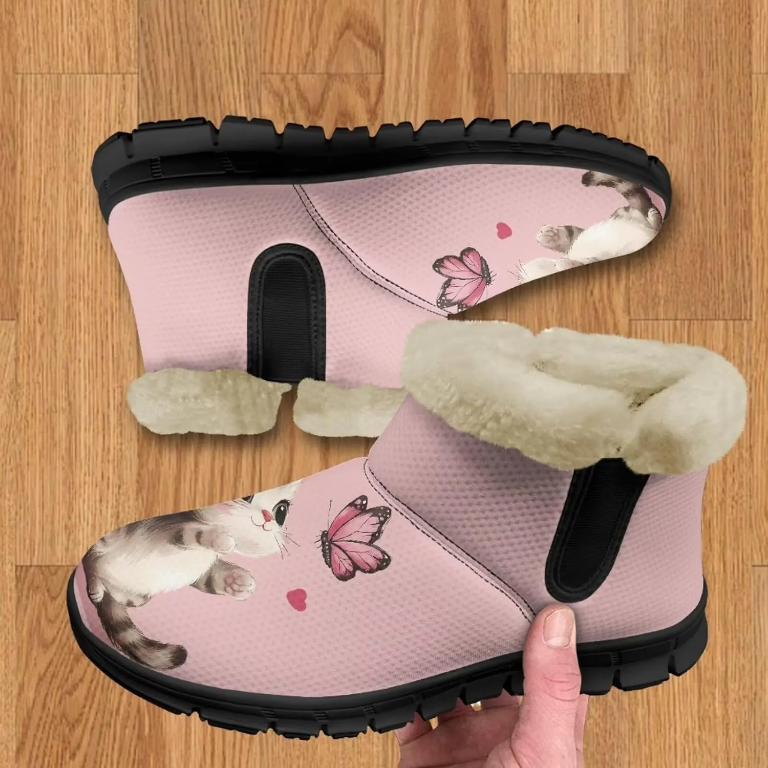 UNICEU Winter Boots for Women Warm Faux Fur Lined Snow Boots Casual Walking Shoes Flat Slip-on Booties Outdoor Shoes