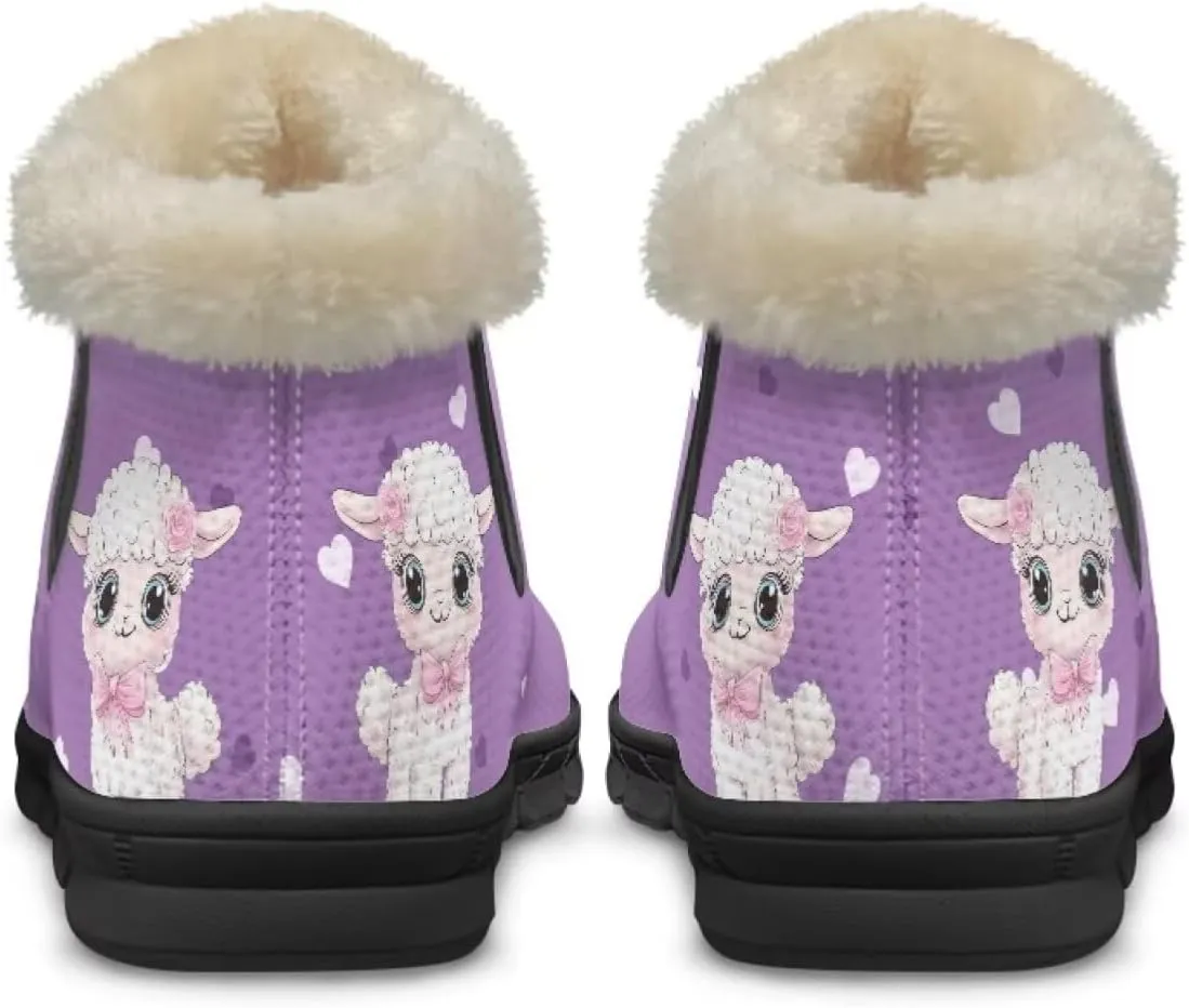 UNICEU Winter Boots for Women Warm Faux Fur Lined Snow Boots Casual Walking Shoes Flat Slip-on Booties Outdoor Shoes