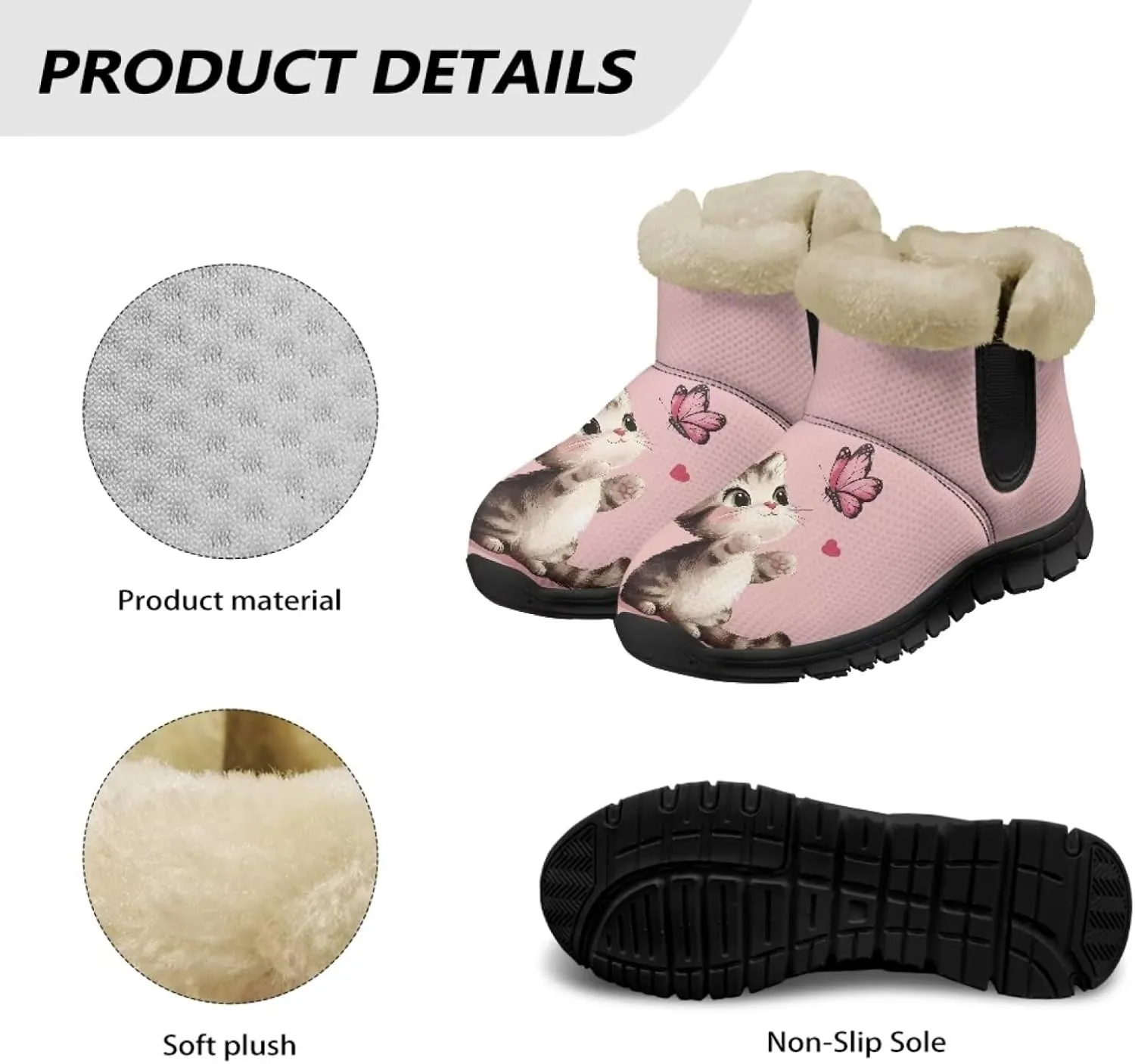 UNICEU Winter Boots for Women Warm Faux Fur Lined Snow Boots Casual Walking Shoes Flat Slip-on Booties Outdoor Shoes