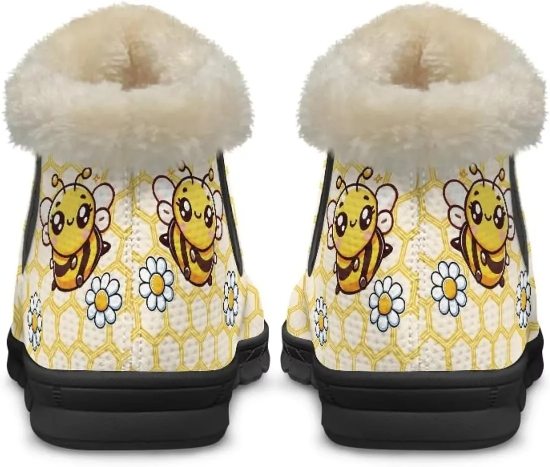 UNICEU Winter Boots for Women Warm Faux Fur Lined Snow Boots Casual Walking Shoes Flat Slip-on Booties Outdoor Shoes