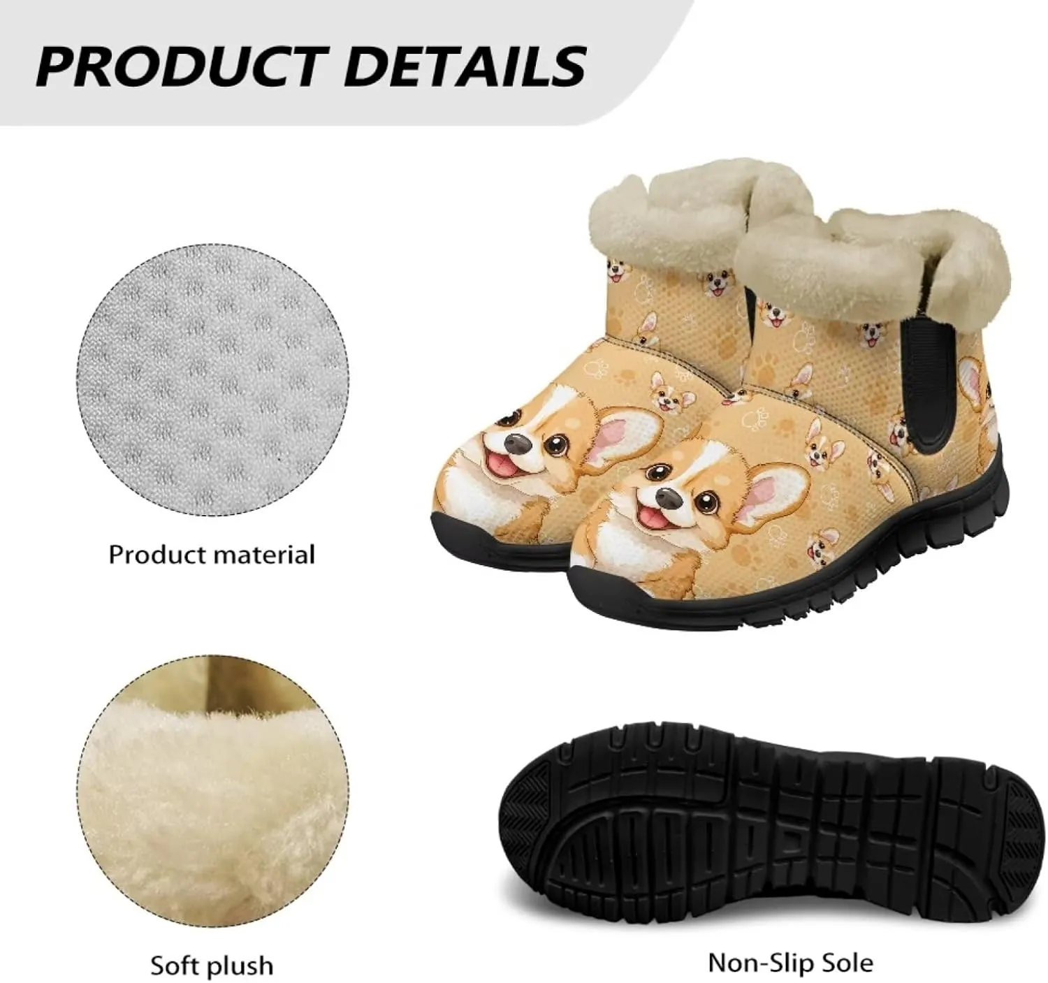UNICEU Winter Boots for Women Warm Faux Fur Lined Snow Boots Casual Walking Shoes Flat Slip-on Booties Outdoor Shoes