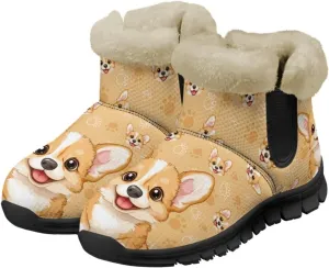 UNICEU Winter Boots for Women Warm Faux Fur Lined Snow Boots Casual Walking Shoes Flat Slip-on Booties Outdoor Shoes